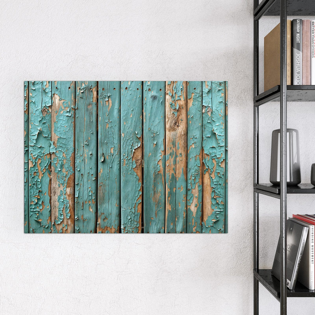 Glas Magnettafel - Türkise Farbe auf Holz – Türkise Farbe blättert von Holz