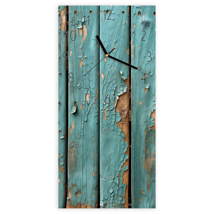 Wanduhr Alte Abblätternde Farbe aus Glas – Hochformat 30 × 60 cm mit Ziffernblatt Elegant