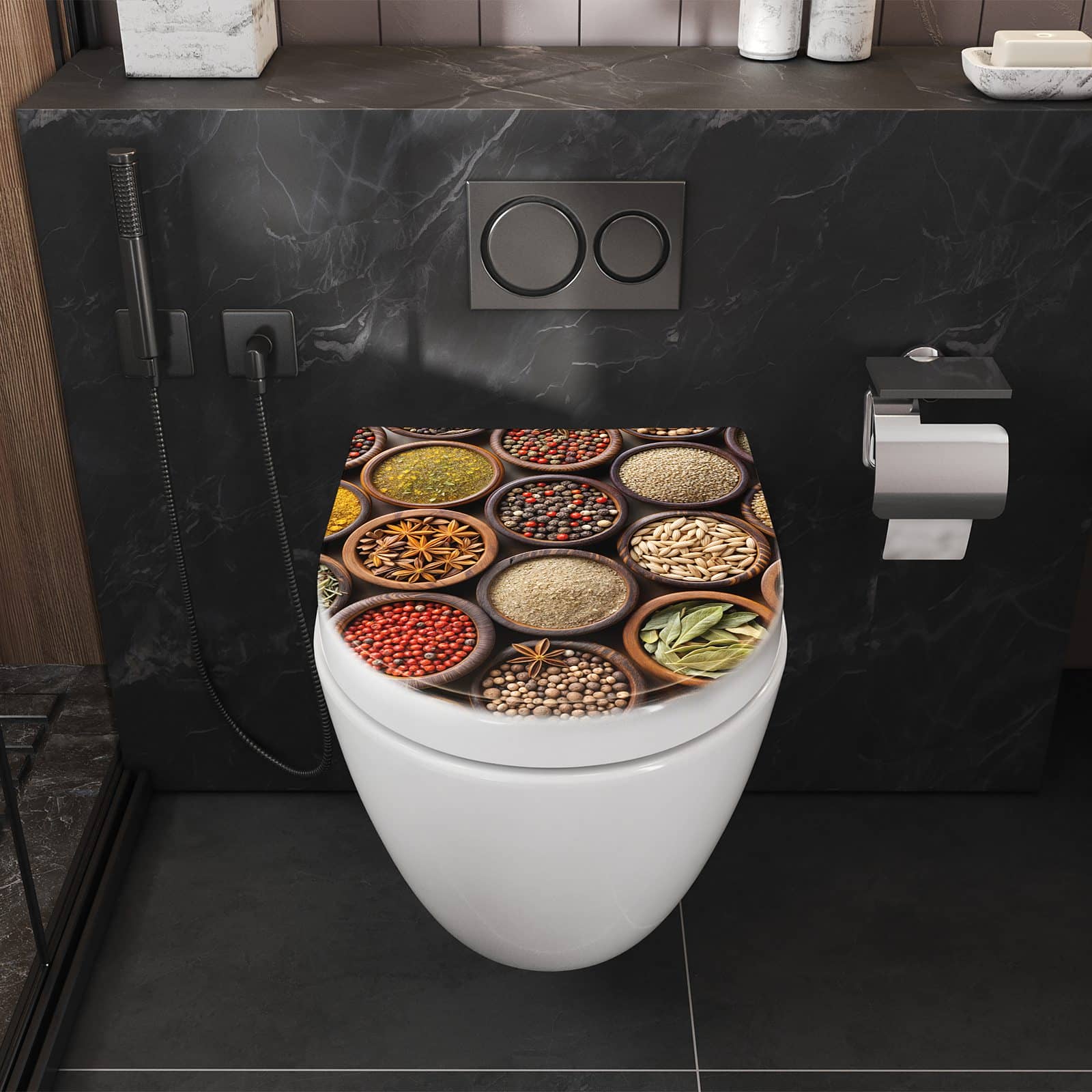 WC-Sitz mit Absenkautomatik Verschiedene Gewuerze