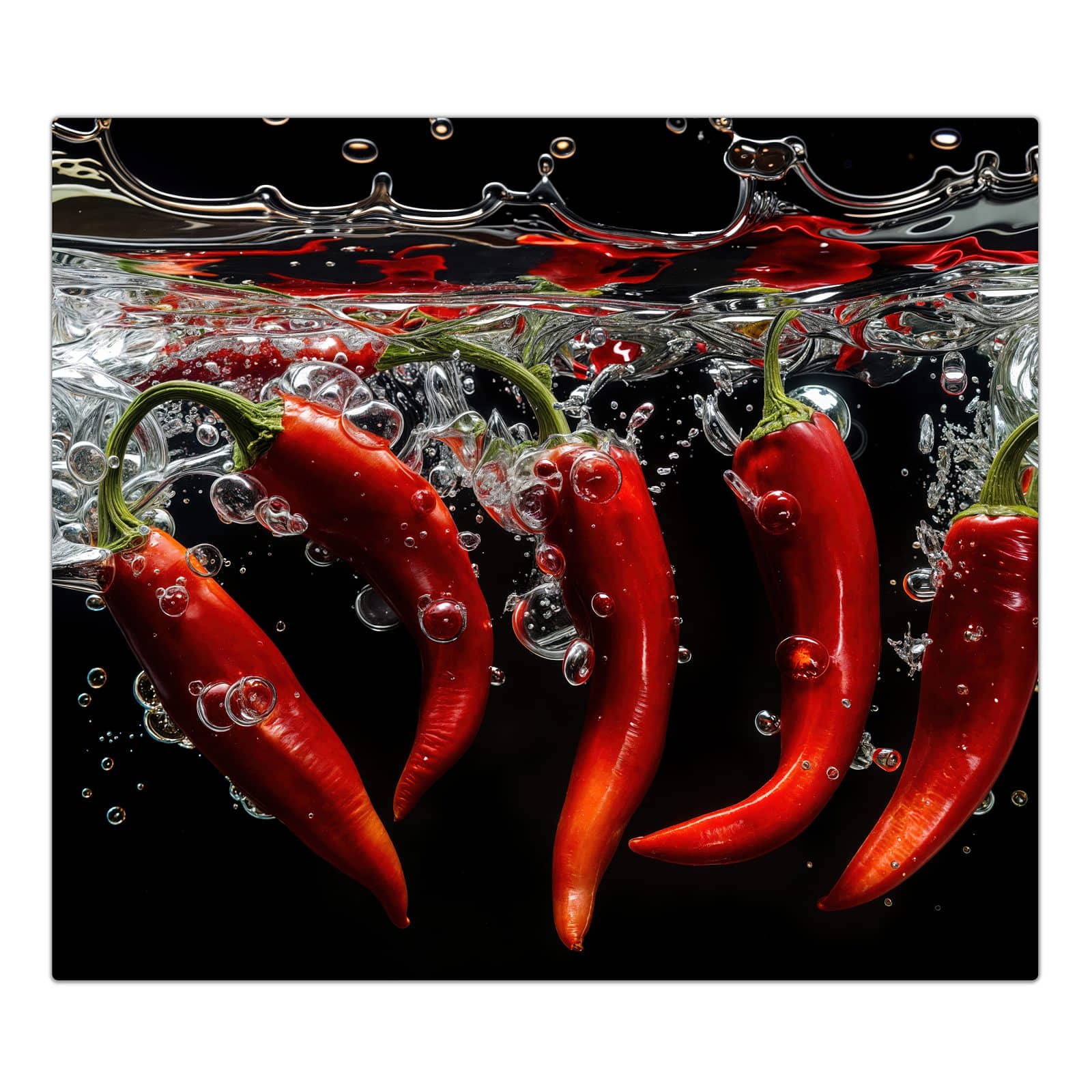 1-teilige Kochfeldabdeckung mit Chili unter Wasser-Motiv in der Frontansicht #grösse_1-Teilig (60x52cm)