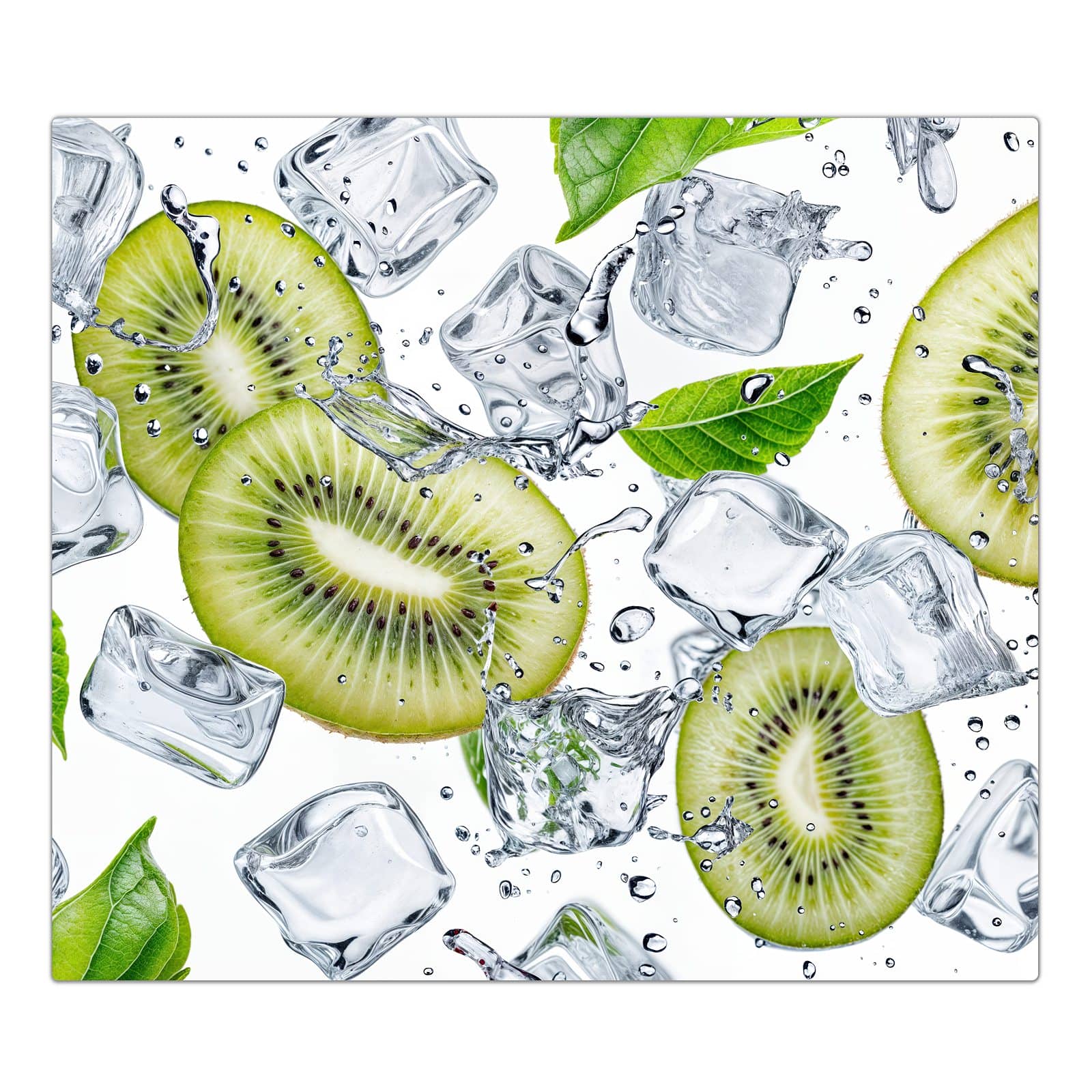 1-teilige Herdabdeckplatte mit Kiwi Würfel Eis-Motiv in der Frontansicht