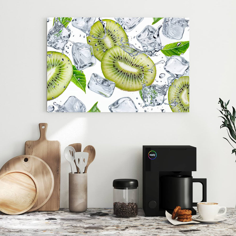 Maße Metall Magnettafel - Kiwi und Eiswürfel