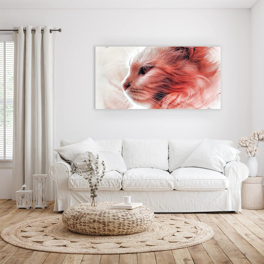 Maße Wandbild - Katzenprofil in Rot - Querformat