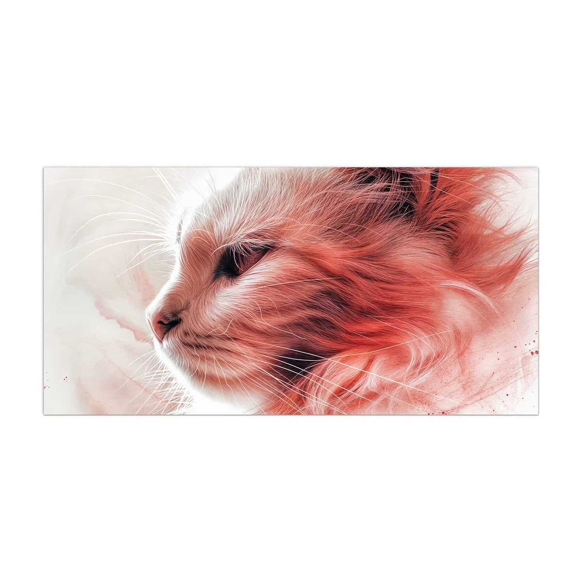 Küchenrückwand aus Glas Katzenprofil in Rot im Hochformat, Motiv bildfüllend von vorn