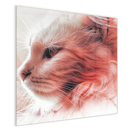 Magnettafel mit dem Motiv Katzenprofil in Rot