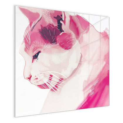 Magnettafel mit dem Motiv Pinke Aquarellkatze