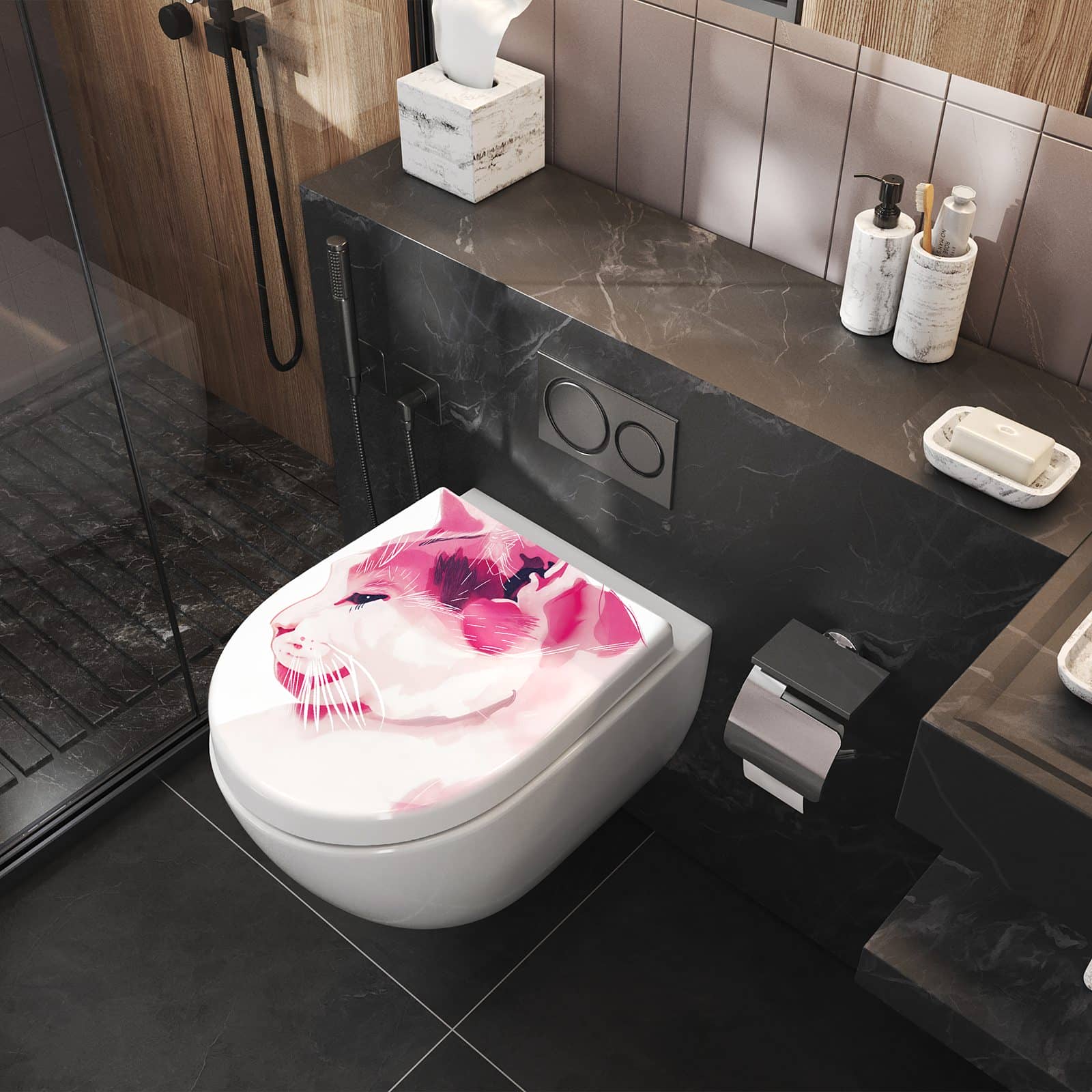 WC-Sitz mit Absenkautomatik Katzenportrait