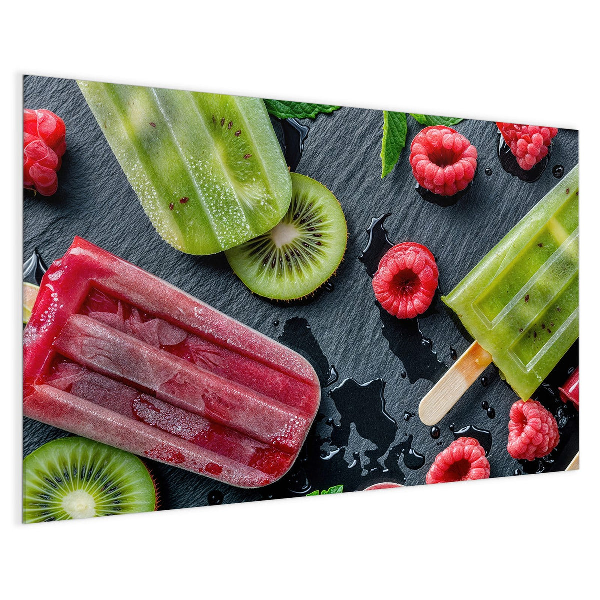 4 mm Glas statt lackiertem Blech – Magnettafel - Fruchteis auf Schiefer