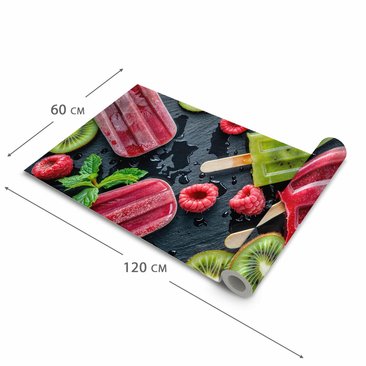 Geruchsneutraler Küchenläufer mit Motiv Frisches Eis am Stiel in der Grösse 60x300 cm