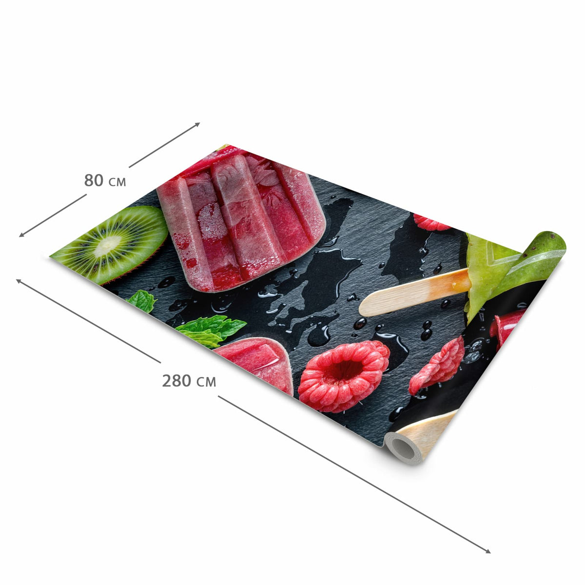 Strapazierfähiger Küchenläufer mit Motiv Frisches Eis am Stiel in der Grösse 60x300 cm, waschbar