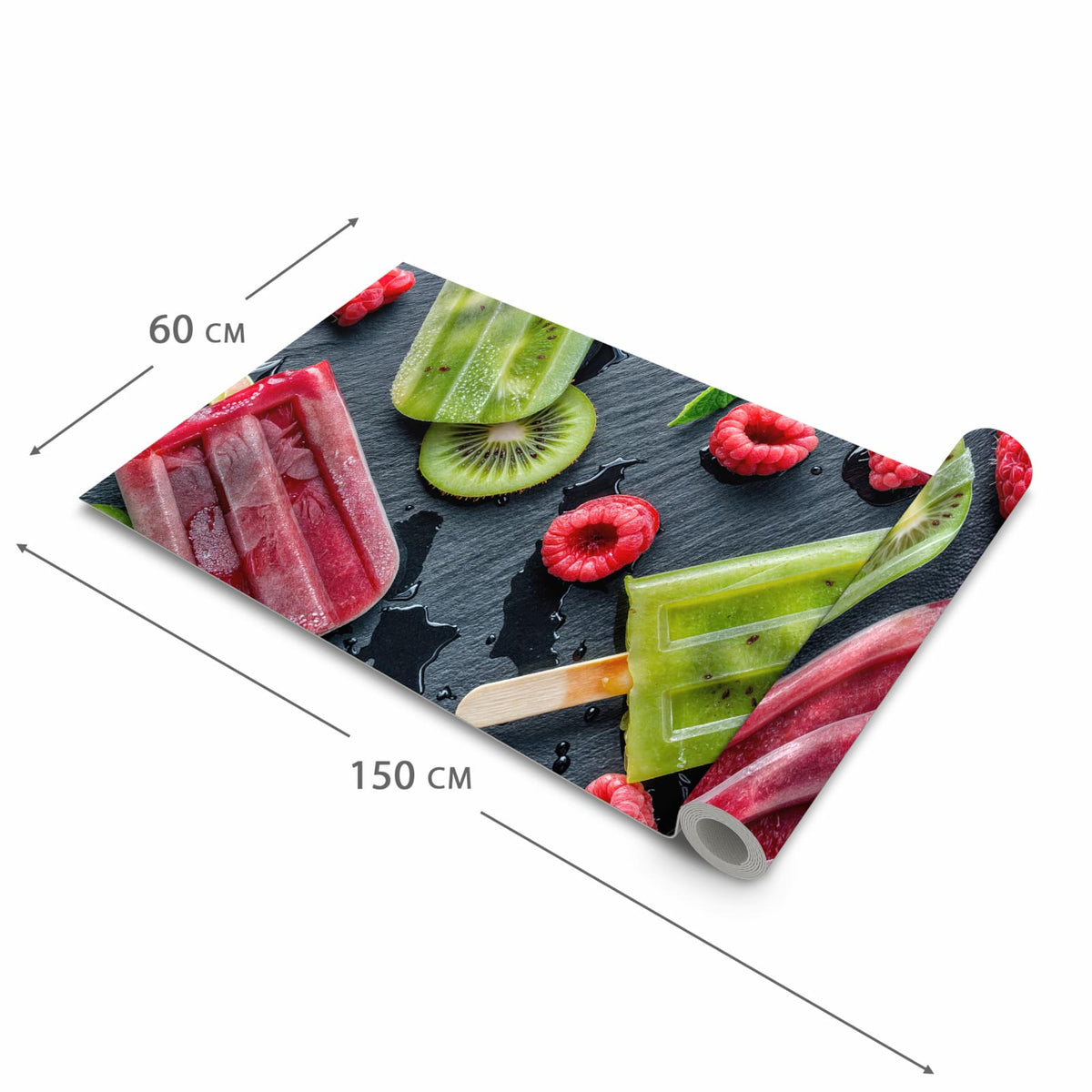 Langlebiger Küchenläufer mit Motiv Frisches Eis am Stiel in der Grösse 60x300 cm, waschbar
