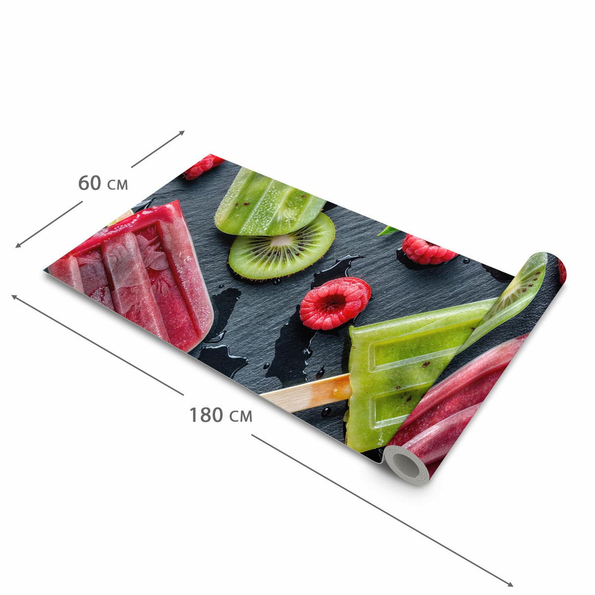Flacher rutschfester Küchenläufer mit Motiv Frisches Eis am Stiel in der Grösse 60x300 cm