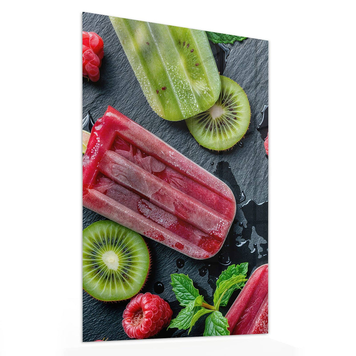 11 Größen – von 30 × 60 bis 60 × 150 cm – Wandbild - Fruchteis auf Schiefer - Hochformat