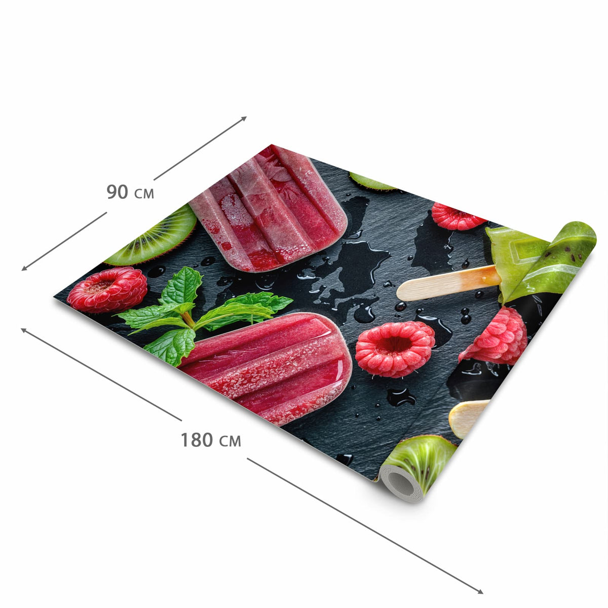 Langlebiger abwaschbarer Küchenläufer mit Motiv Frisches Eis am Stiel in der Grösse 60x90 cm