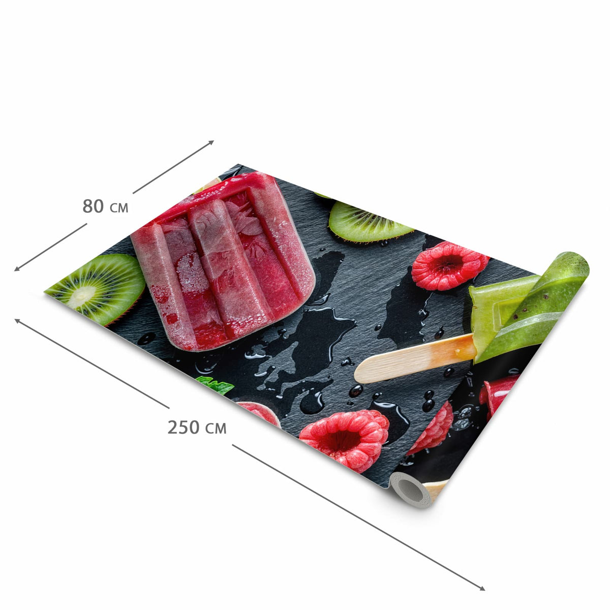 Hygienischer Küchenläufer nach Maß mit Motiv Frisches Eis am Stiel in der Größe 60x300 cm