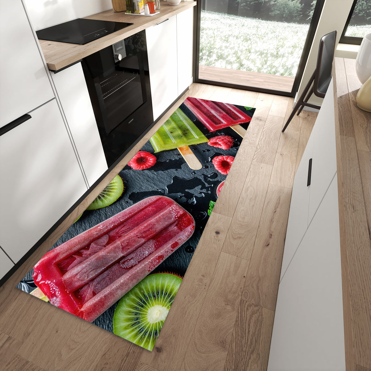 Küchenteppich mit Motiv Frisches Eis am Stiel für angenehmes Stehen in moderner Küche