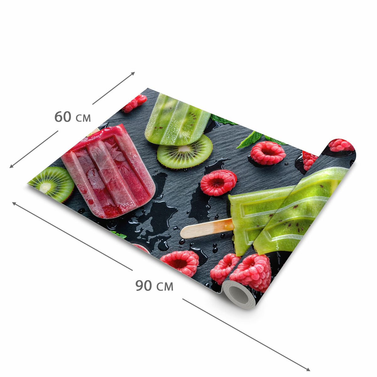 Rutschfester Küchenläufer mit Motiv Frisches Eis am Stiel in der Grösse 60x300 cm - einfach zu reinigen