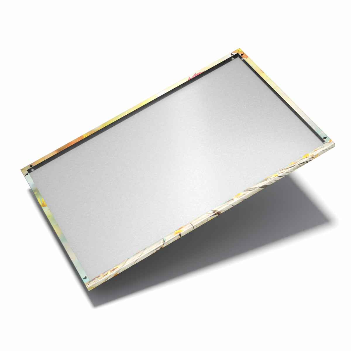 Nur 7 mm – liegt eng an der Wand – Metall Magnettafel - Herbstlaub auf Holz