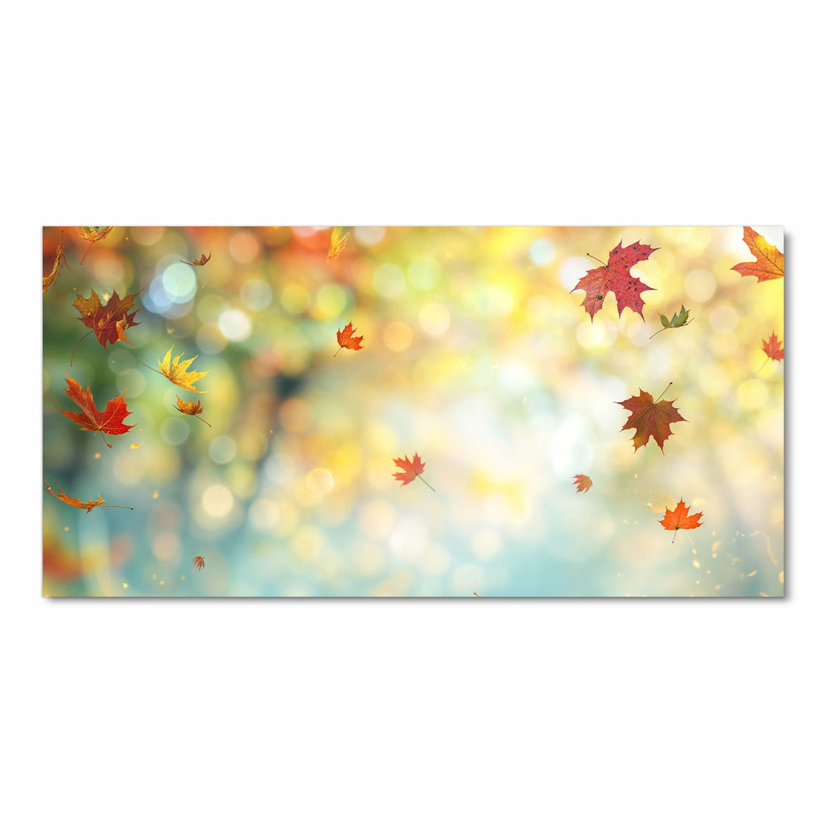 Abriebfester rutschfester Küchenteppich mit Motiv Herbstlaub Wald in Frontansicht