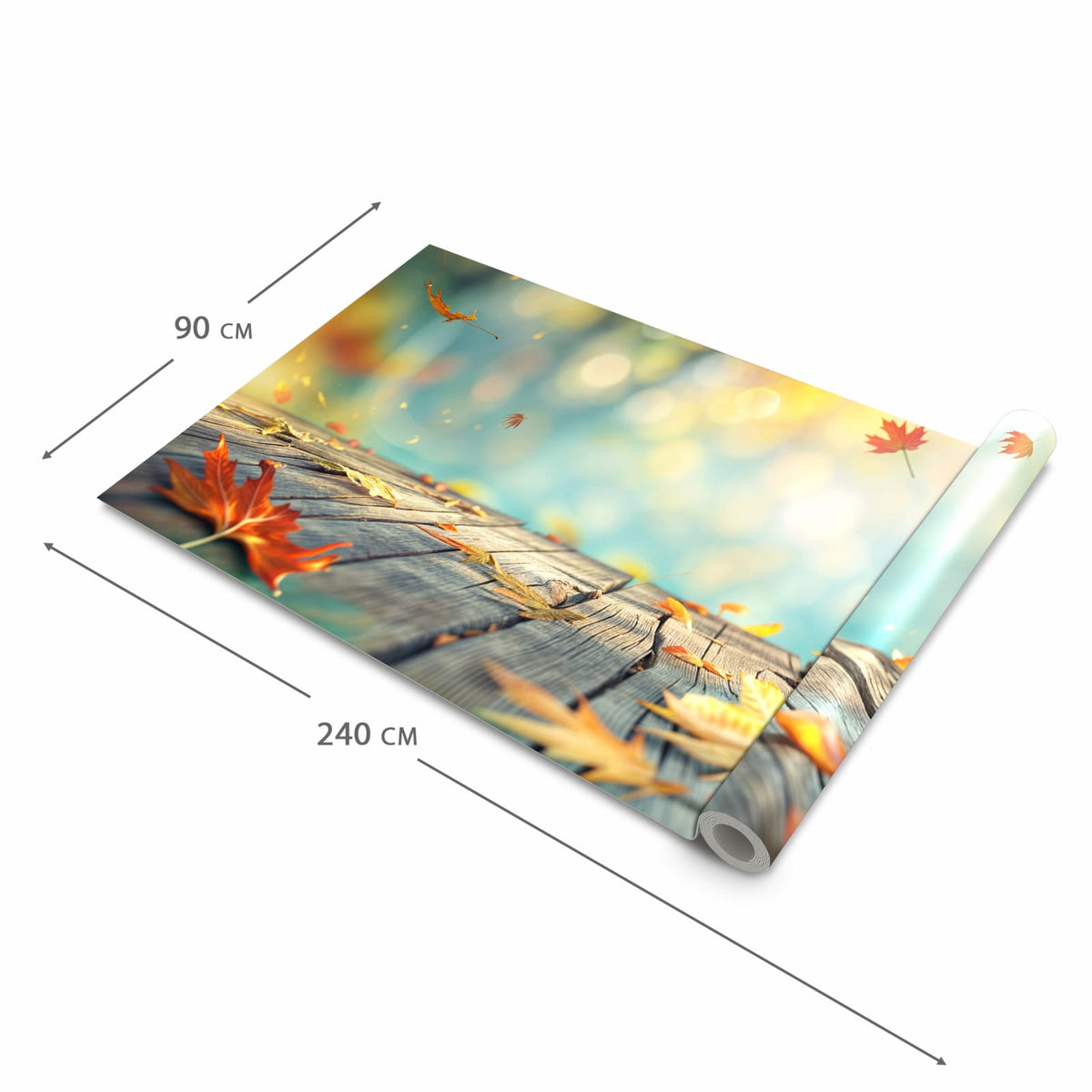 Schmutzabweisender Küchenteppich mit Motiv Herbstlaub Wald in der Größe 60x300 cm