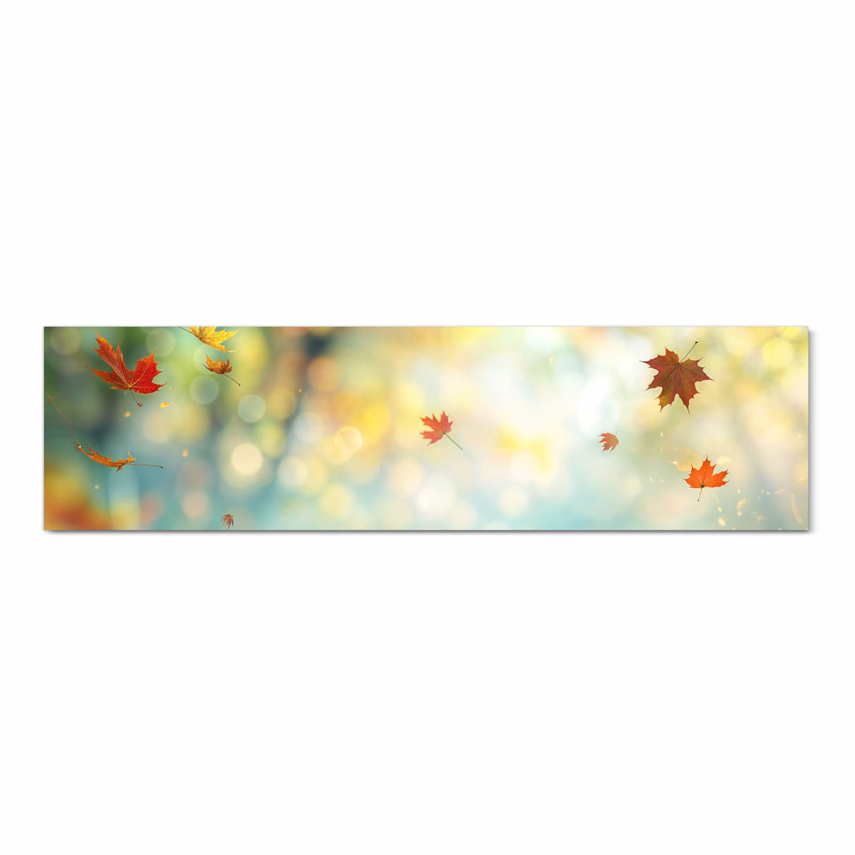 Pflegeleichter waschbarer Küchenläufer mit Motiv Herbstlaub Wald in Frontansicht