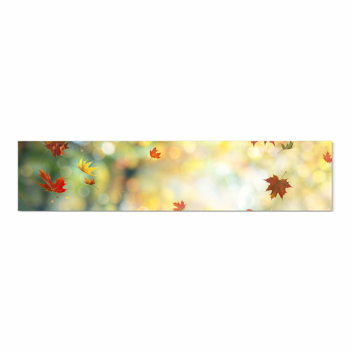 Fleckenresistenter großer Küchenteppich mit Motiv Herbstlaub Wald in Frontansicht