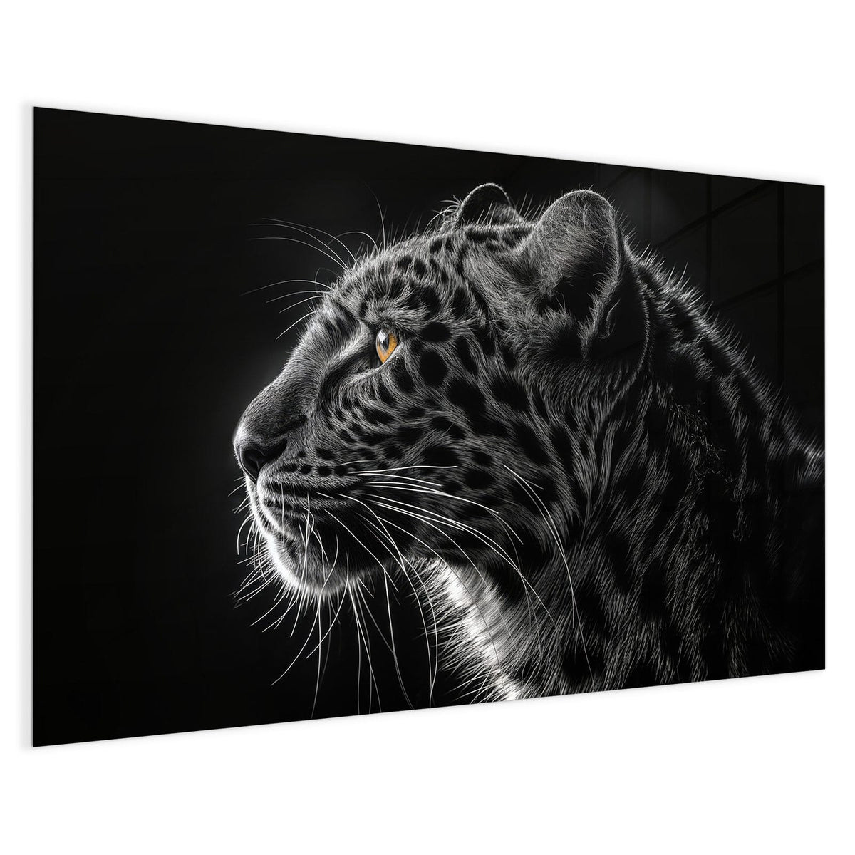 4 mm Glas statt lackiertem Blech – Magnettafel - Leopard im Profil