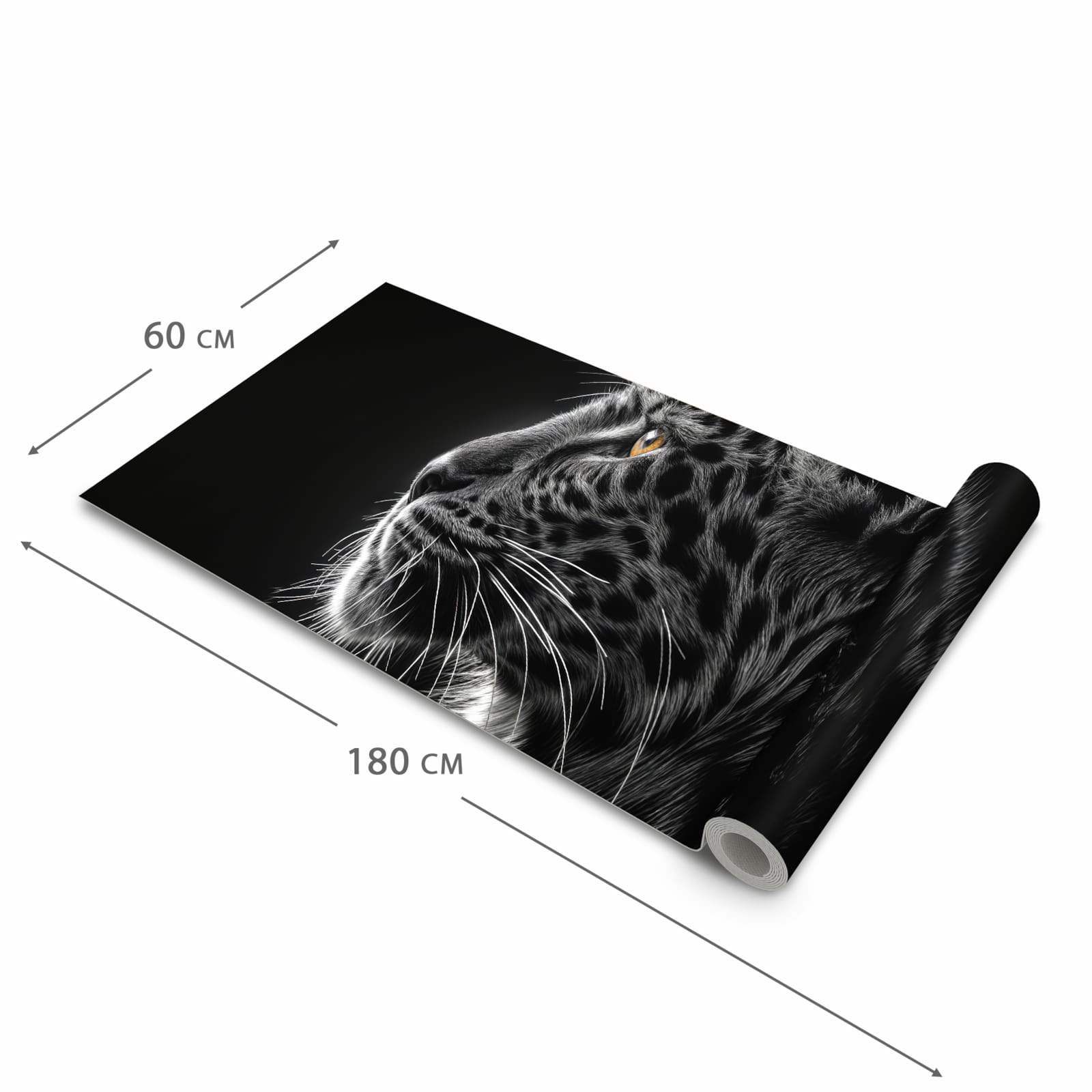 Formstabiler großer Küchenteppich mit Motiv Leopard Silhouette in der Größe 80x300 cm