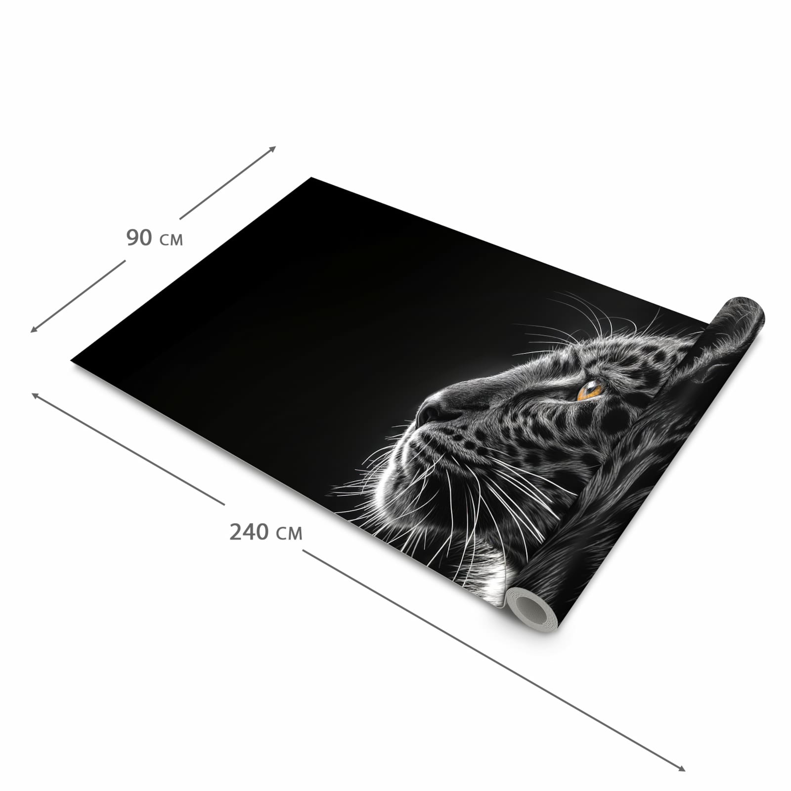 Geruchsneutraler rutschfester Küchenläufer mit Motiv Leopard Silhouette in der Größe 90x180 cm