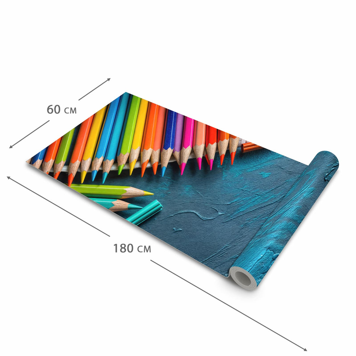 Komfortabler waschbarer Läufer für die Küche mit Motiv Buntstifte auf Holz in der Grösse 60x270 cm