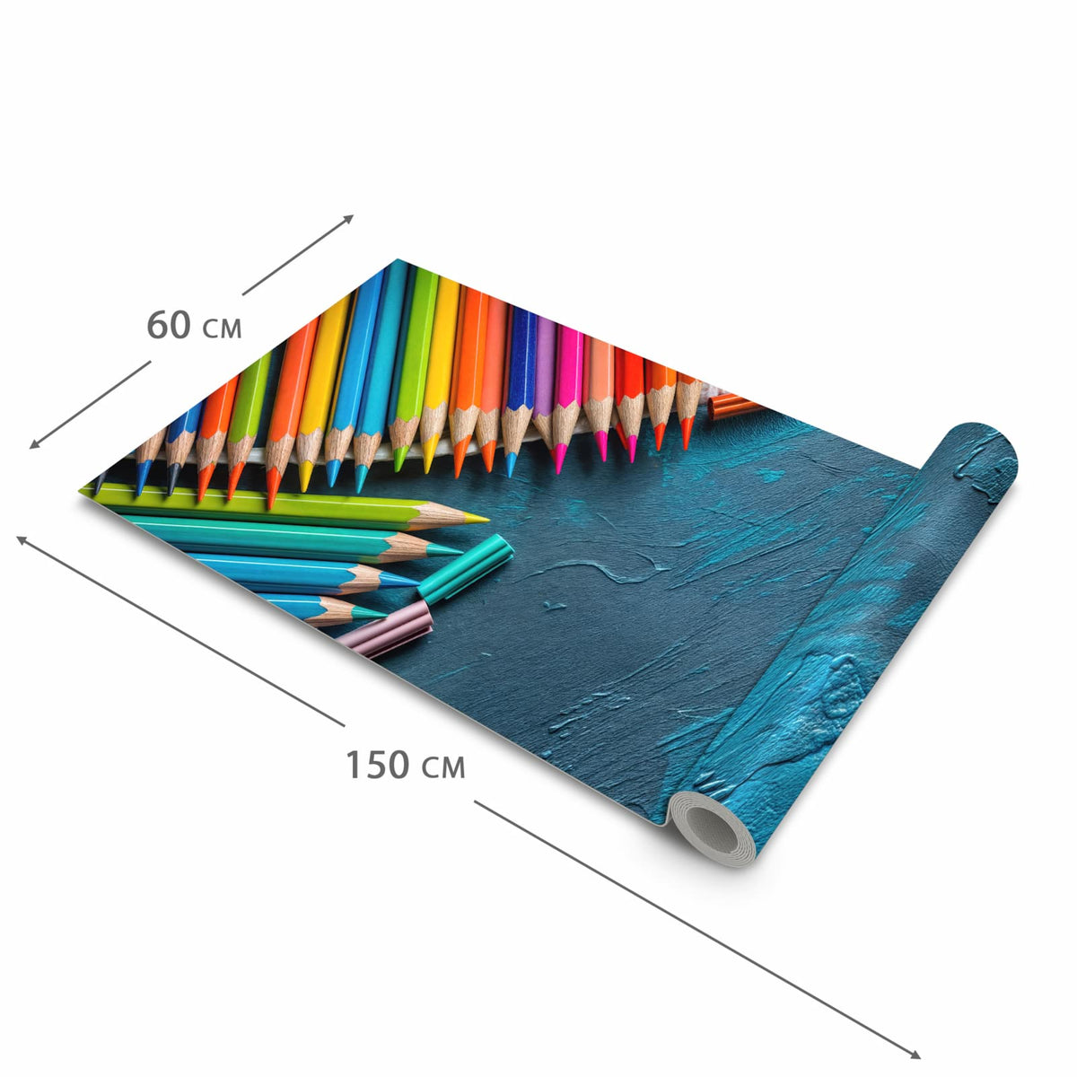 Pflegeleichter Teppichläufer für die Küche mit Motiv Buntstifte auf Holz in der Grösse 60x270 cm