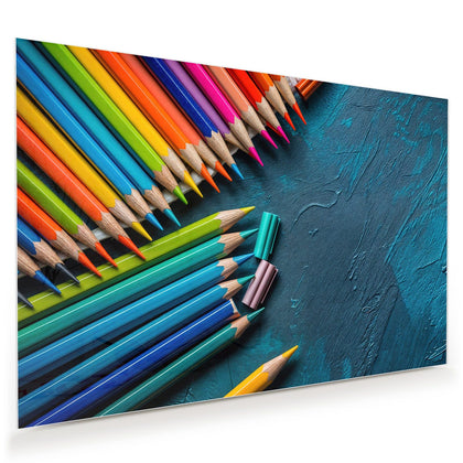 Wandbild mit dem Motiv Buntstifte auf Türkis