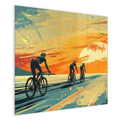 Magnettafel mit dem Motiv Radfahrer im Abendrot