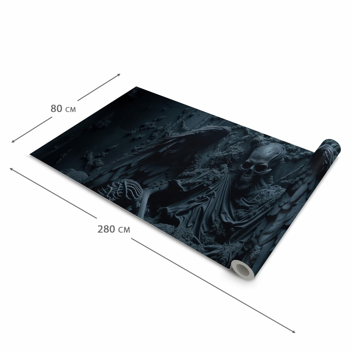 Geruchsneutraler waschbarer Küchenteppich mit Motiv Skeletthüter in der Grösse 60x240 cm