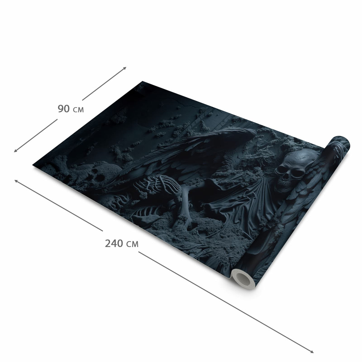 Pflegeleichter waschbarer Küchenläufer mit Motiv Skeletthüter in der Größe 60x240 cm