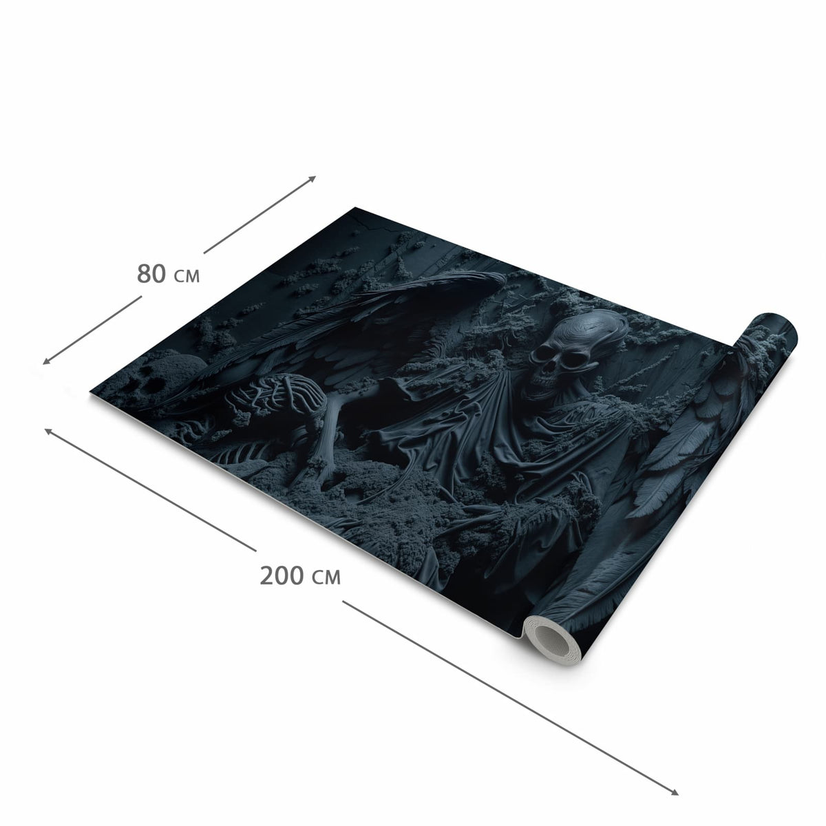 Fleckenresistenter großer Küchenteppich mit Motiv Skeletthüter in der Größe 60x240 cm