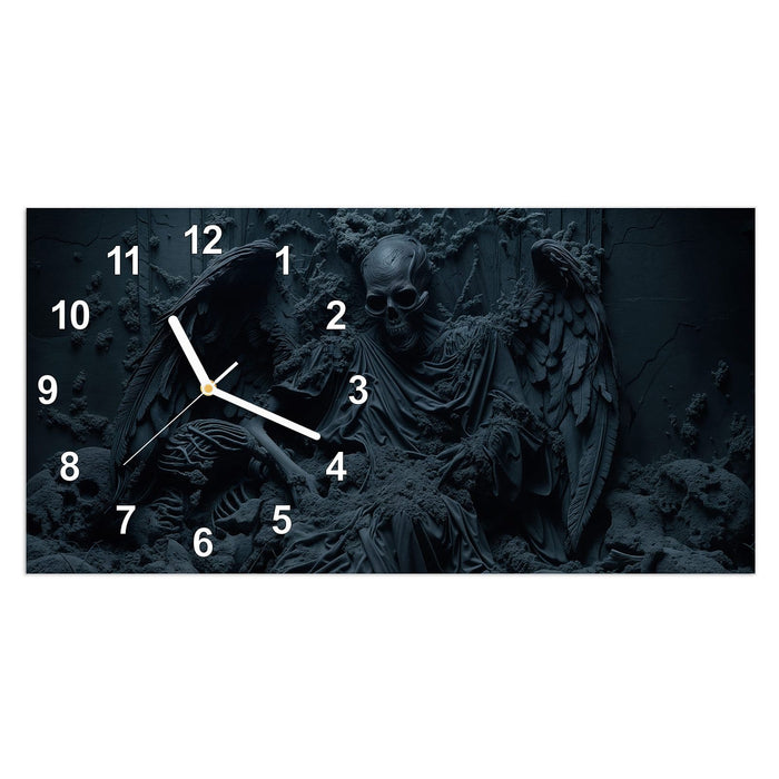 Wanduhr Skeletthüter aus Glas – Querformat 60 × 30 cm mit Ziffernblatt Modern