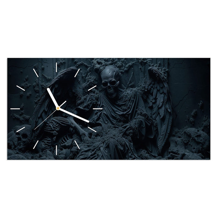 Wanduhr Skeletthüter aus Glas – Querformat 60 × 30 cm mit Ziffernblatt Linie