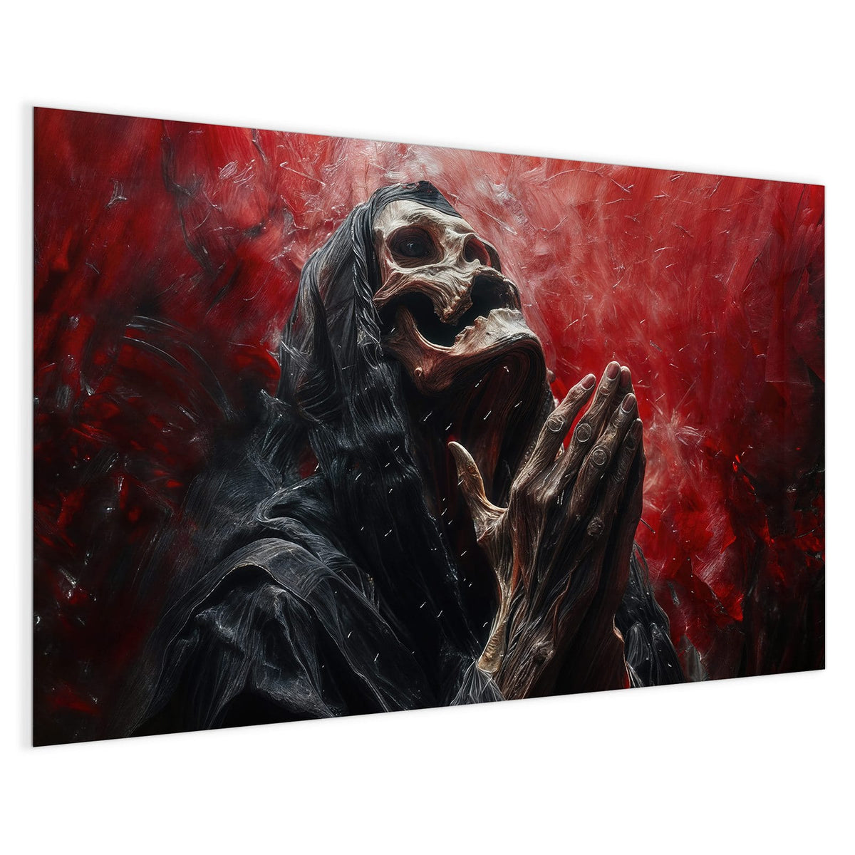 4 mm Glas statt lackiertem Blech – Magnettafel - Betendes Skelett