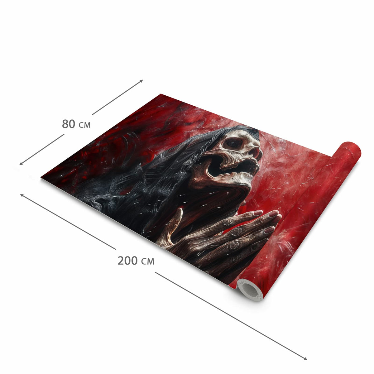Feuchtigkeitsresistenter waschbarer Küchenteppich mit Motiv Skelettbetende Hände in der Grösse 60x240 cm