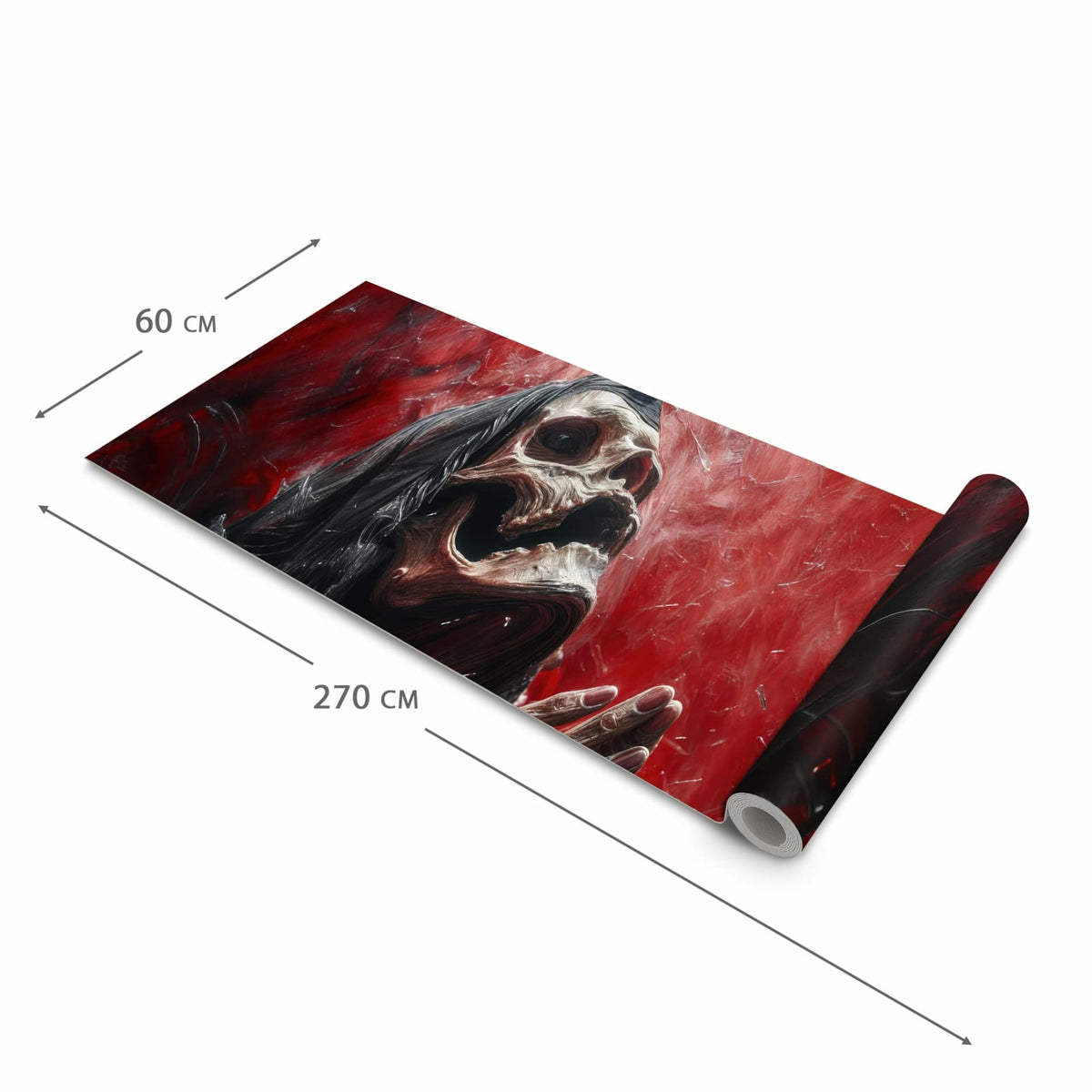 Waschbarer rutschfester Läufer mit Motiv Skelettbetende Hände in der Grösse 60x240 cm
