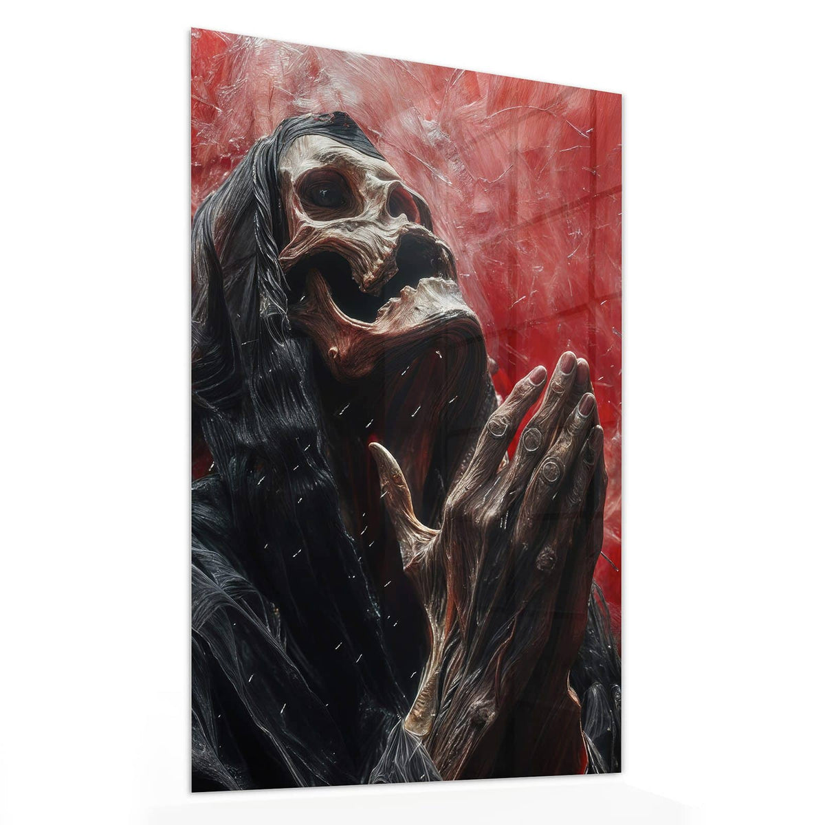 11 Größen – von 30 × 60 bis 60 × 150 cm – Wandbild - Betendes Skelett - Hochformat