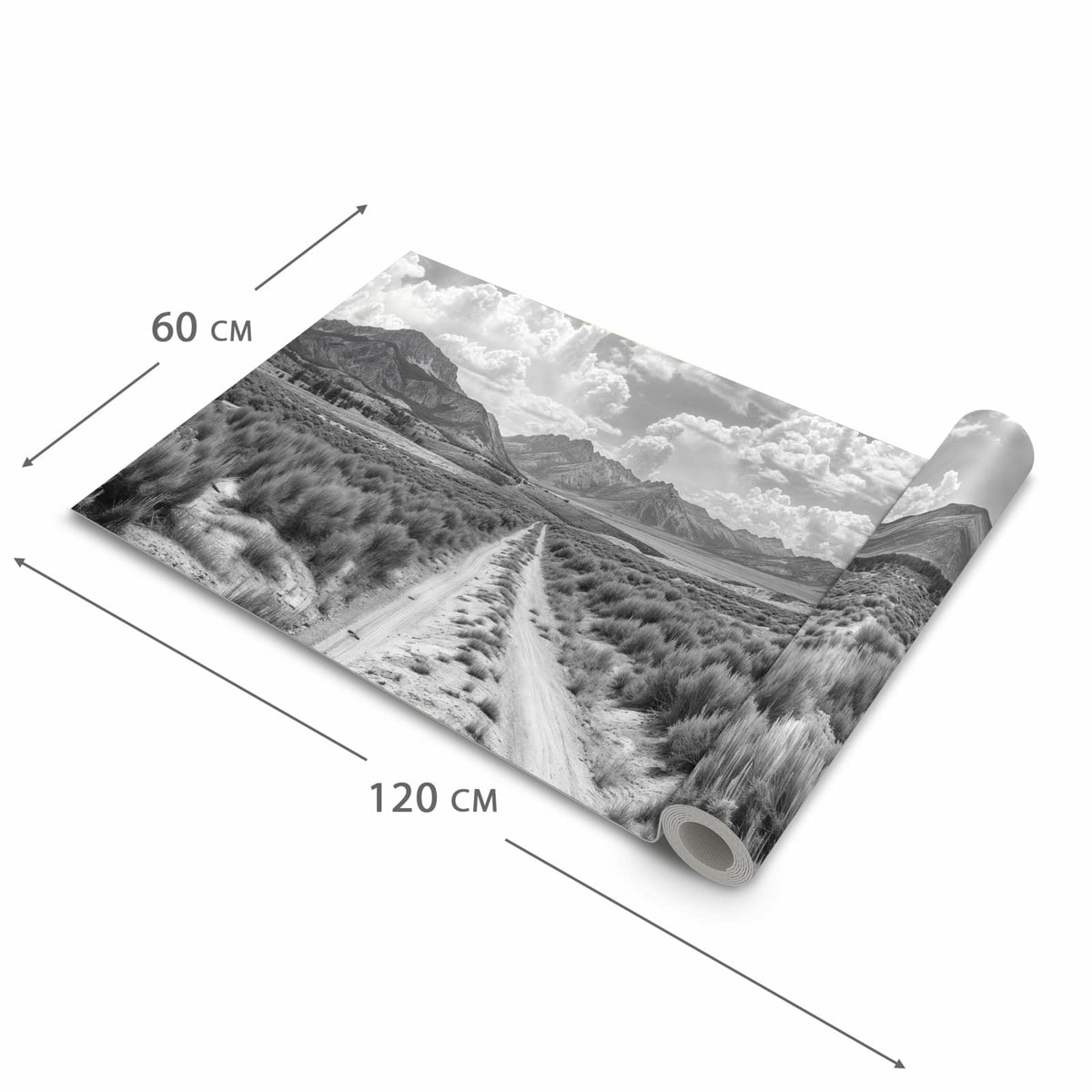 Geräuschdämpfender Teppich für die Küche mit Motiv Gebirgspanorama in der Größe 60x180 cm