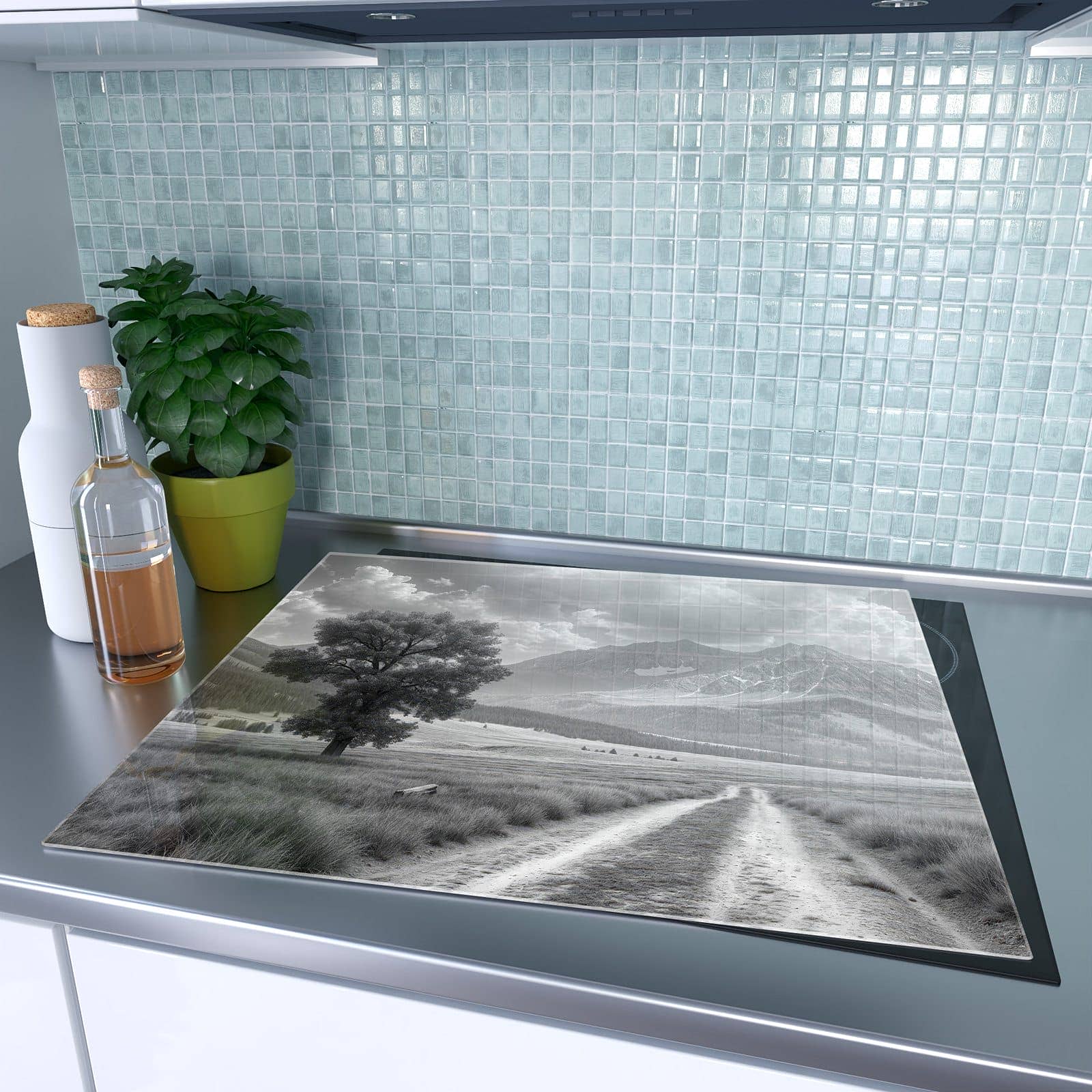 1-teilige Herdabdeckplatten mit Berglandschaft Weg-Motiv auf dem Ceranfeld