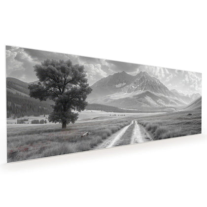 Küchenrückwand mit dem Motiv Einsamer Baum vor Bergen