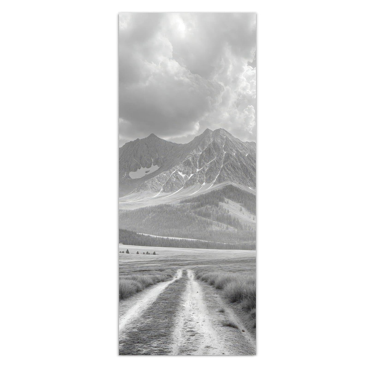 Wandbild - Einsamer Baum vor Bergen - Hochformat – Einsamer Baum vor Bergkette