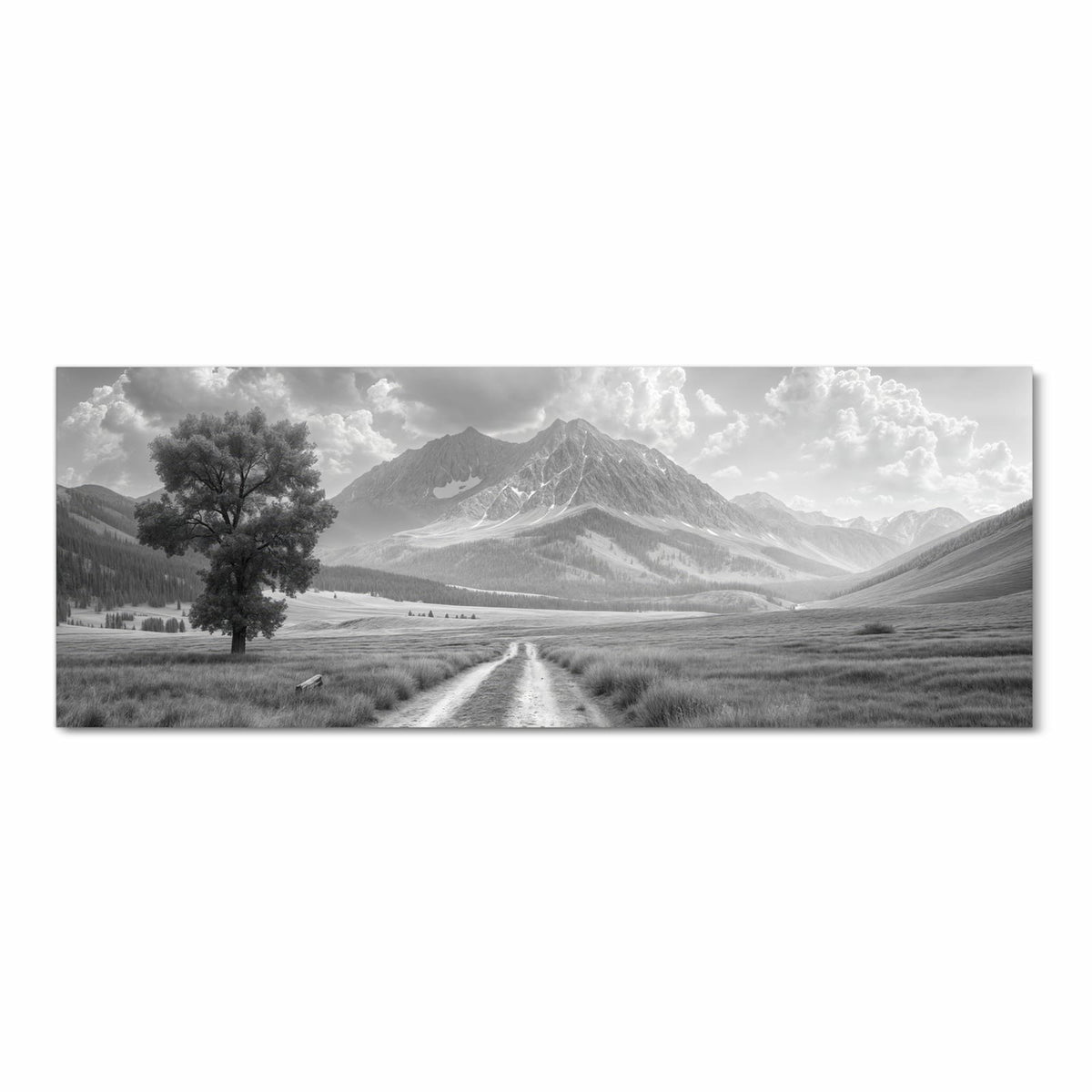 Langlebiger Läufer für Eingangsbereich mit Motiv Berglandschaft Weg in Frontansicht