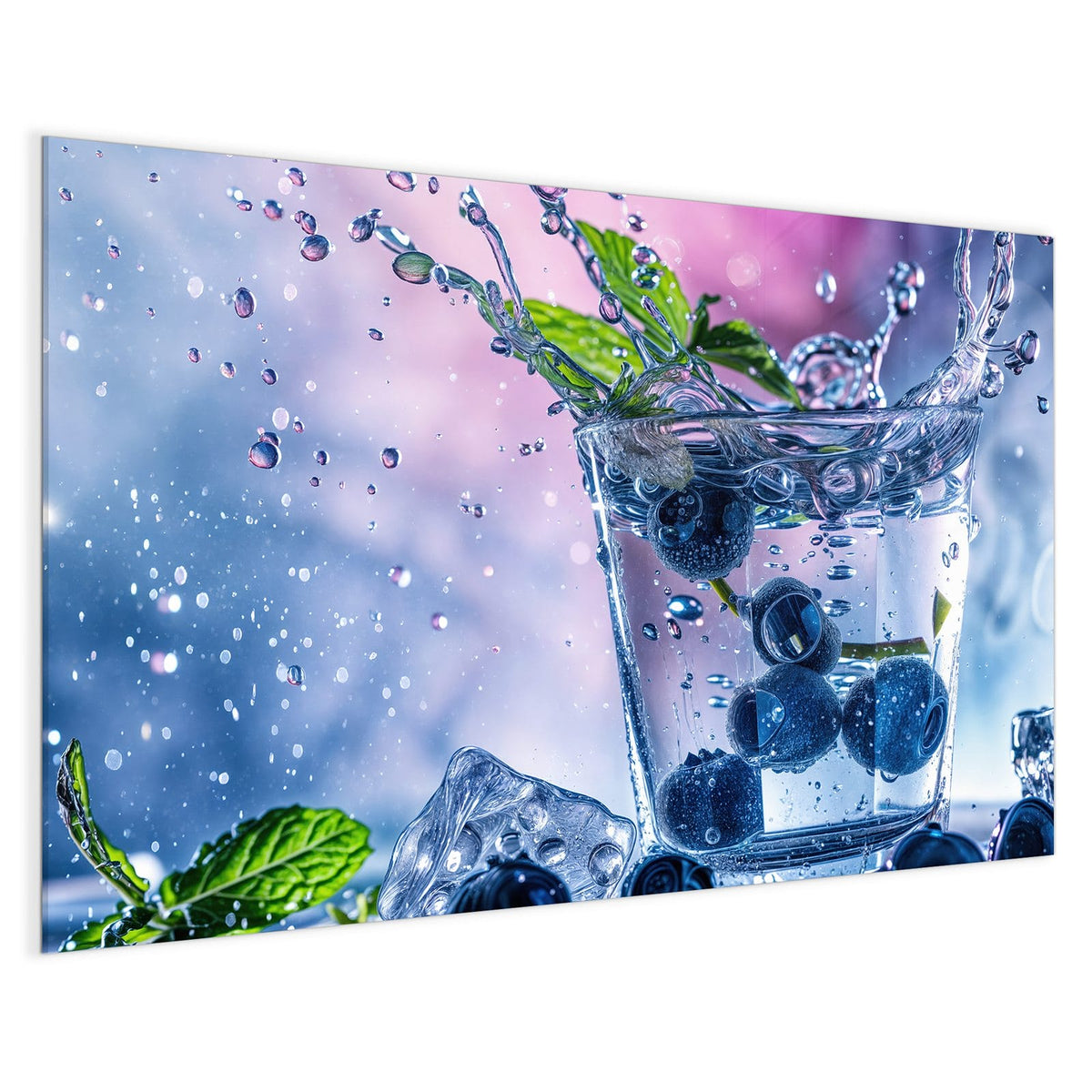 4 mm Glas statt lackiertem Blech – Magnettafel - Blaubeeren im Glas