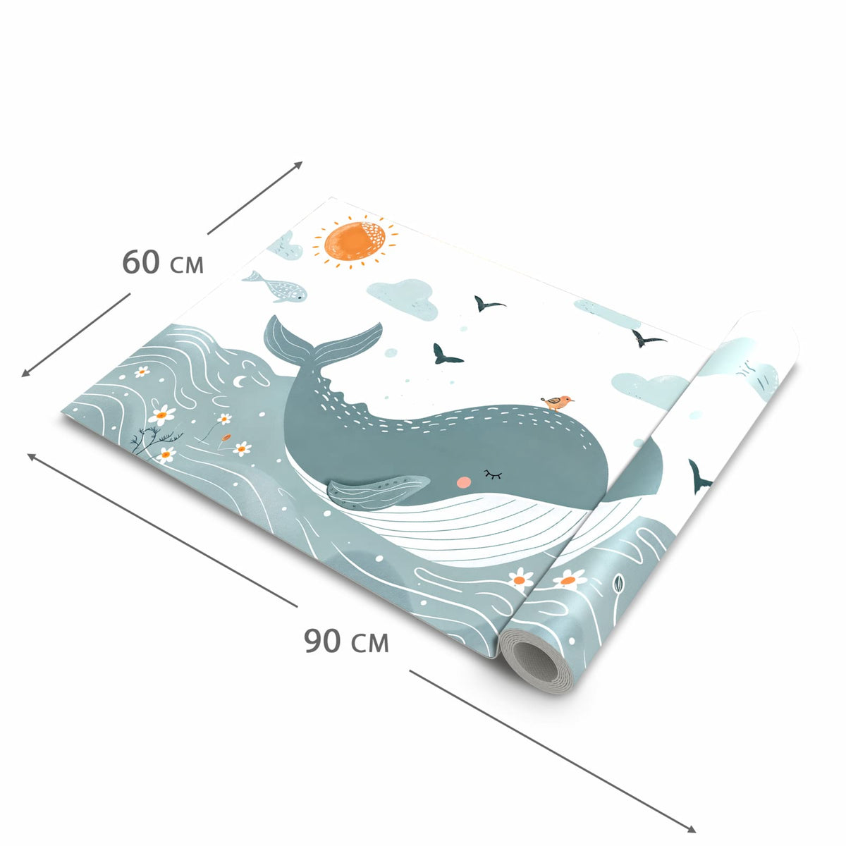 Pflegeleichter Küchenvorleger mit Motiv Schlafender Wal in der Größe 60x150 cm
