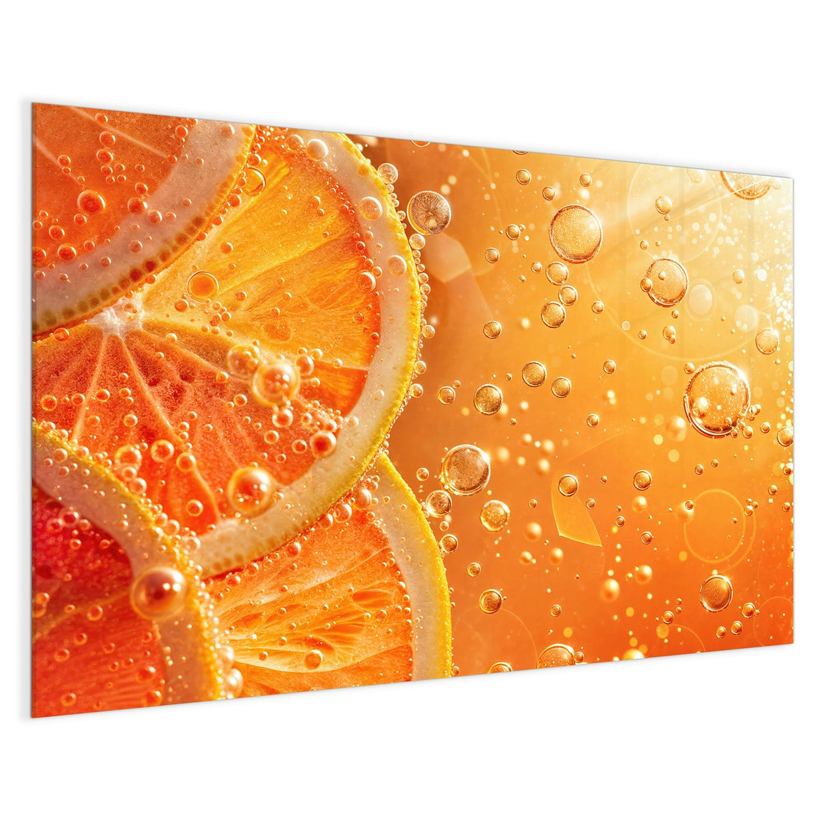 4 mm Glas statt lackiertem Blech – Magnettafel - Orangen im Sprudel